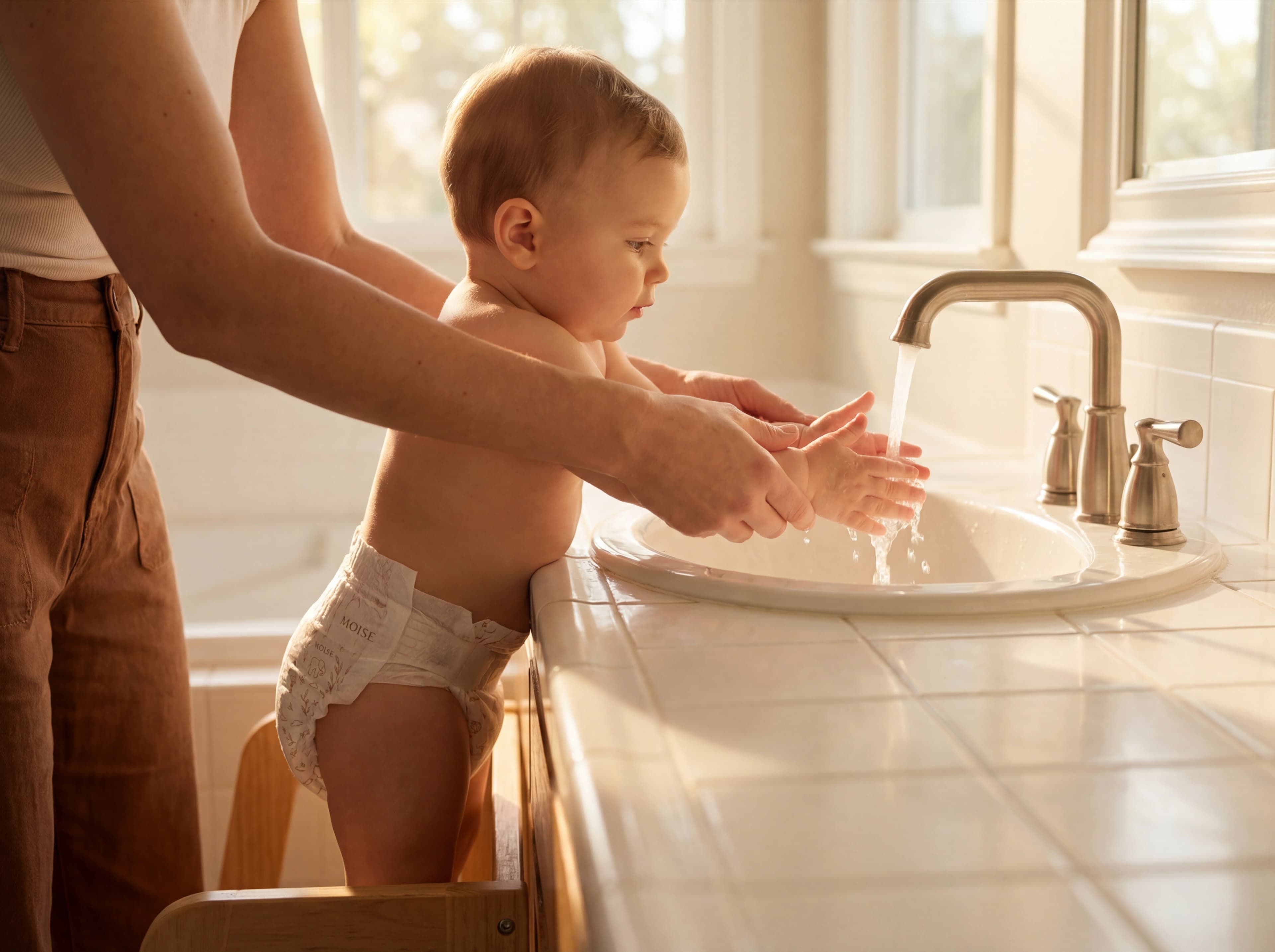 Baby with diaper pants