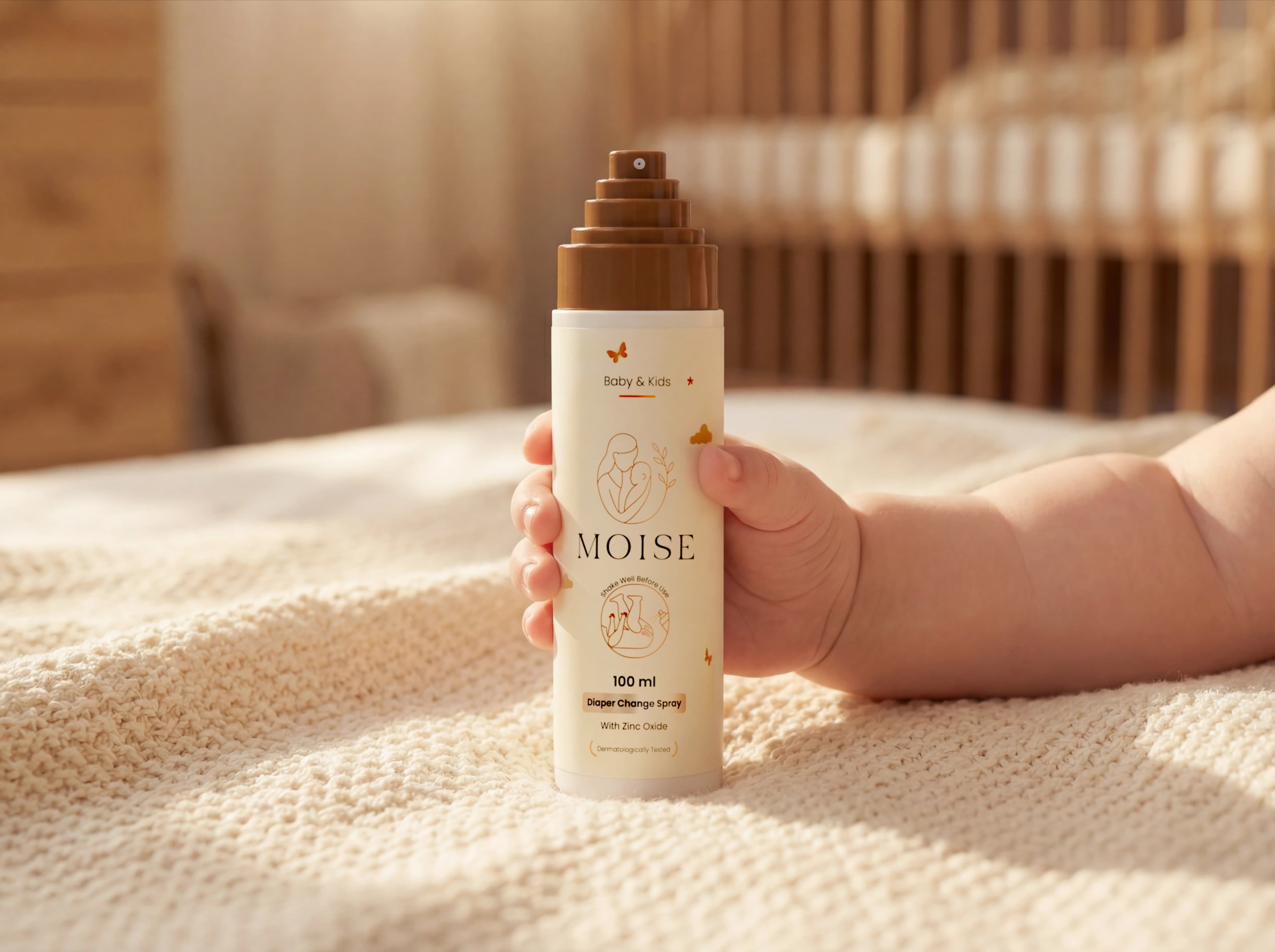 Baby using luierspray