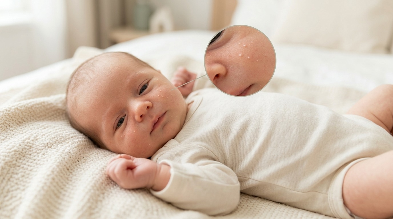 Milia bij baby's (witte puistjes): wat het is en wat je moet doen